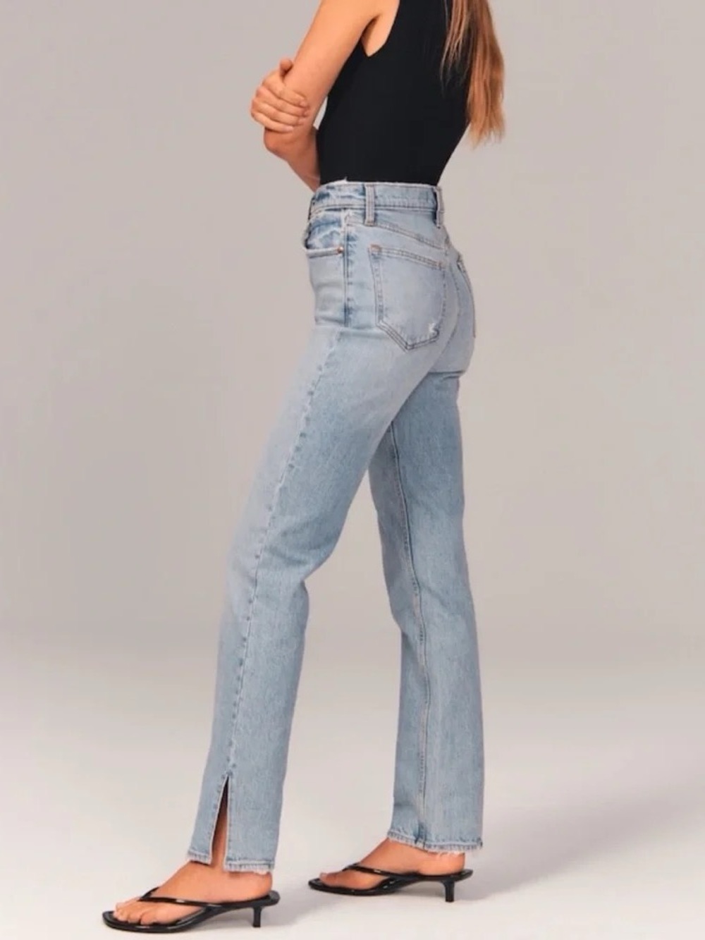 Abercrombie & Fitch '90s Straight Ultra High Rise Split Hem Jeans, Size 24/00